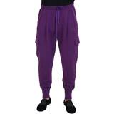 Dolce & Gabbana Lilla Bukser & Shorts Dolce & Gabbana Purple Cotton Cargo Sweatpants Jogging Pants IT52