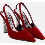 Rød - Stof Højhælede sko Tom Ford Embellished velvet slingback pumps red