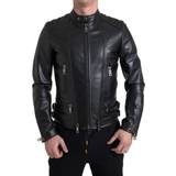 48 - Skind Overtøj Dolce & Gabbana Black Leather Zipper Coat Men Jacket IT48