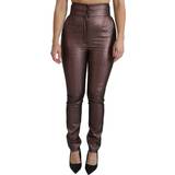 Dolce & Gabbana Dame Bukser & Shorts Dolce & Gabbana Purple Metallic High Waist Skinny Cotton Pants IT40