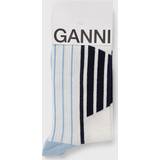 Ganni Dame Undertøj Ganni White/Blue Sporty Socks in Navy Cotton/Elastane/Organic Cotton Women's Navy