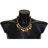 Glas Halskæder Dolce & Gabbana Gold Crystal Bug Charm Pendant Statement Necklace