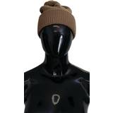 Dolce & Gabbana Dame Hovedbeklædning Dolce & Gabbana Brown Solid Knitted Fur Ball Winter Beanie Hat