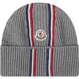Moncler Dame Hovedbeklædning Moncler Men's Tricolour Beanie Grey Grey One