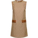 Gucci Silke Kjoler Gucci GG-supreme Canvas Mini Dress Womens Brown