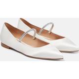Gianvito Rossi Dame Lave sko Gianvito Rossi Crystal-embellished Satin Ballet Flats Womens White
