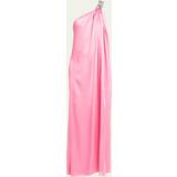 Stella McCartney Tøj Stella McCartney Falabella Crystal Chain Double Satin One-Shoulder Gown, Woman, Bright Pink, Bright Pink