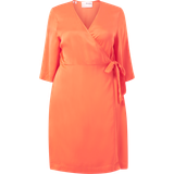 48 - Orange Kjoler Selected Curve Satin Slå Om Kjole orange