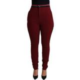 26 - Rød - Stribede Tøj Dolce & Gabbana Red DG Star Striped Skinny Cotton Pant IT40