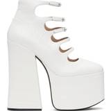 Blokhæl - Lak Højhælede sko Marc Jacobs White 'The Croc-Embossed Kiki' Heels 118 Cotton White IT