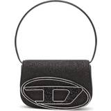 Diesel Håndtasker Diesel 1DR Shoulder Bag Iconica borsa a tracolla in tessuto glitter Borse a Spalla Donna Nero