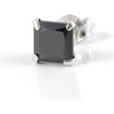 Herre - Sølv Øreringe Lucleon Square Earring - Silver/Black