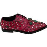 Læder Lave sko Dolce & Gabbana Pink Leather Crystals Dress Broque Shoes EU41/US10.5
