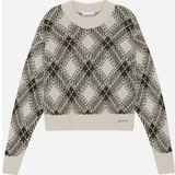 Dame - Ternede Sweatere Ganni Check Wool Oversized Pullover Egret