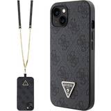 Guess Apple iPhone 15 Mobilcovers Guess iPhone 15 4G Strass Triangle Metal Logo Cover med Crossbody Rem Sort
