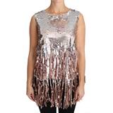 48 - Dame - Guld T-shirts & Toppe Dolce & Gabbana Pink Sequined Fringe Tank Top IT48