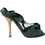 7 - Grøn Højhælede sko Dolce & Gabbana Emerald Exotic Leather Heels Sandals Shoes EU37/US6.5