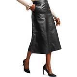 Ted Baker Dame Nederdele Ted Baker Oaklyna Leather Panelled A-Line Midi Skirt, Black