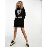40 - Fleece Kjoler Love Moschino heart-motif hooded dress women Cotton Black