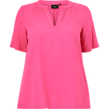 Zizzi 52 Overdele Zizzi Marley S/s Blouse Pink Viskose Bluse M58815a