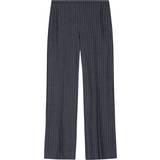 Ganni Ballonærmer - Polyester Tøj Ganni Stretch Stripe Mid Waist Pants Bukser Gray Pinstripe
