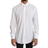 Herre - One Size Overdele Dolce & Gabbana White Cotton GOLD Dress Shirt