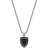 Nialaya Smykker Nialaya Silver Necklace With Black Onyx Shield Pendant Halskæder hos Magasin Silver