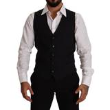 48 - L - Stribede Overtøj Dolce & Gabbana Blue Striped Wool Stretch Waistcoat Vest IT48