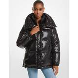 Michael Kors Nylon Tøj Michael Kors Womens Black Heavyweight Convertible Puffer Jacket