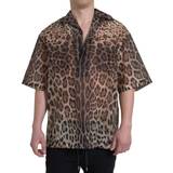 Dolce & Gabbana Leopard Overdele Dolce & Gabbana Brun Leopard Herre Top Skjorte No Color
