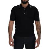 Kort - XS Overdele Dolce & Gabbana Black Cotton Silk Polo Shortsleeve T-shirt IT46