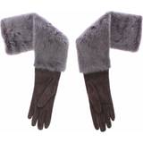 Grå - Ruskind Tøj Dolce & Gabbana Gray Mink Fur Lambskin Suede Leather Gloves