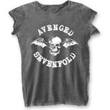 Grå - Kort Overdele Avenged Sevenfold Ladies Burn Out T-Shirt: Deathbat Medium Avenged Sevenfold Clothing