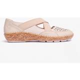 Rieker Ballerinasko Rieker 44853-60 Ladies Slip-On Leather Shoes Beige: