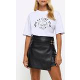 38 - Skind Nederdele River Island Heritage Mini Skirt Black, Black, 10, Women Black