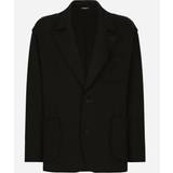 Herre - Jersey Blazere Dolce & Gabbana Mens Black Distressed-trims Relaxed-fit Cotton-blend Blazer
