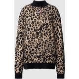 Dame - Leopard Sweatere Tommy Jeans Strickpullover mit Label-Patch in Beige, Größe