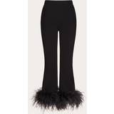 Valentino Elastan/Lycra/Spandex Tøj Valentino STRETCHED VISCOSE TROUSERS WITH FEATHERS Wo BLACK