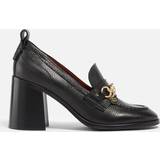 40 ½ - Lak Loafers See by Chloé Aryel Leather Heeled Loafers Black