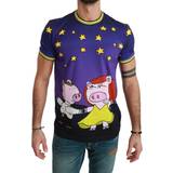 Dolce & Gabbana S Overdele Dolce & Gabbana Purple Cotton Top 2019 Year of the Pig T-shirt IT44