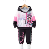 Shein Young Girl Tie Dye Letter Graphic Hoodie & Sweatpants