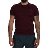42 - One Size Overdele Dolce & Gabbana Maroon Printed Short Sleeves Men T-shirt IT42