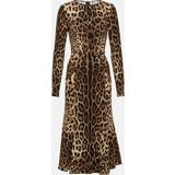 Elastan/Lycra/Spandex - Leopard Kjoler Dolce & Gabbana Leopard-print jersey midi dress multicoloured