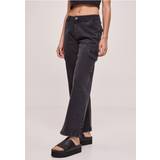 Urban Classics Dame Jeans Urban Classics Jeans Ladies’ high-waist straight denim cargo trousers W27L32 till W31L34 Damer sort