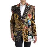 Multifarvet - Silke Overtøj Dolce & Gabbana Multicolor Patchwork Jacquard Coat Blazer IT46