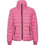 Kaffe Dame Jakker Kaffe Padded Coat With Stand Up Collar And Contrasting Zip Pink