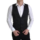 S - Silke Overtøj Dolce & Gabbana Black Polyester Waistcoat Formal Men Vest IT46