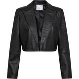 Dame - Skind Blazere Co'Couture Phoebecc Leather Crop Blazer Blazer 30107 Black