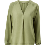 Esprit Dame - Grøn Overdele Esprit Langärmliges T-Shirt mit V-Ausschnitt