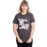 Bambi S, Black Disney T Shirt Thumper Wave Logo new Official Mens Charcoal Grey